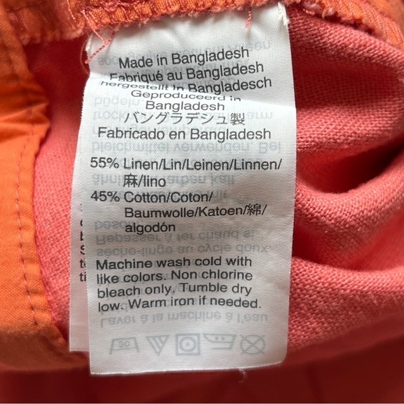 J. Crew Factory  4” Linen-Cotton Scalloped Hem Shorts in Coral Pink Beachy Sz 14 - Picture 4 of 13